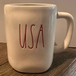 Rae Dunn White Mug with Red USA Design